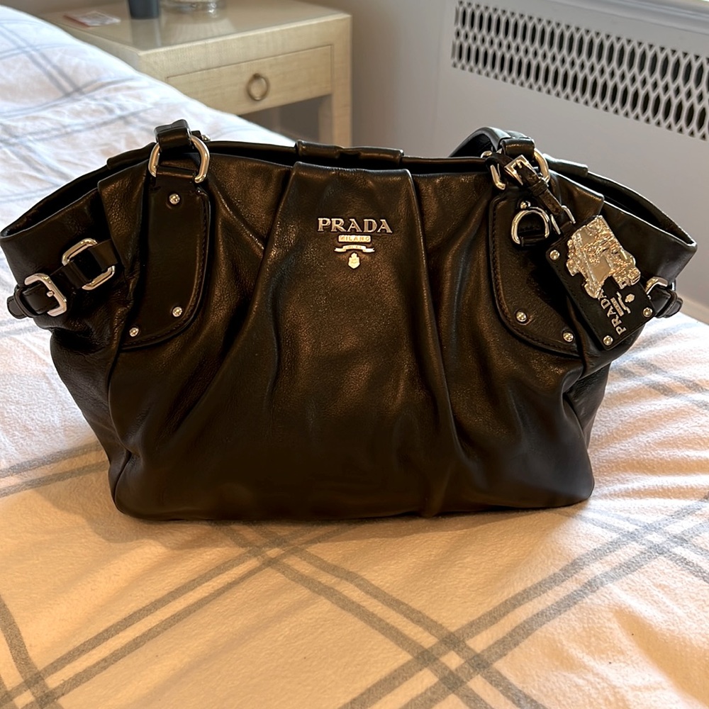 Black Soft Calf Leather Prada Bag